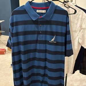 Nautica Polo Shirt Blue with Black Stripes XX-Large